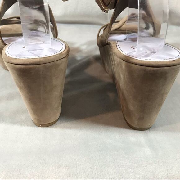 Delman ankle wrap wedges in taupe size 10 M - Picture 4 of 9
